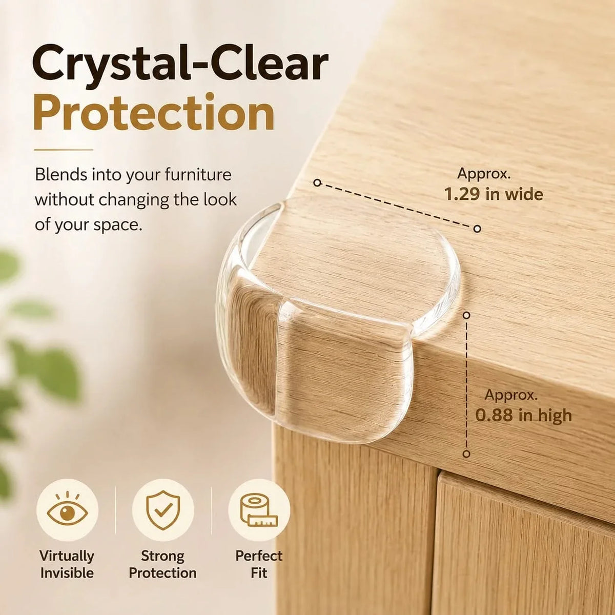 Transparent Furniture Corner Bumpers for Baby Proofing Tables & Desks – Child Safety Edge Cushions with Adhesive Backing | Thomler
