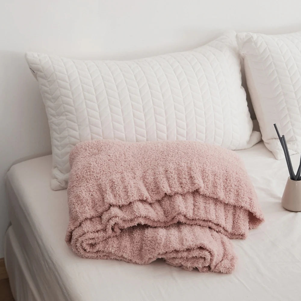 Microfiber Knit Throw Blanket – Solid Color Cozy Layer for Couch, Bed & Chair | Thomler