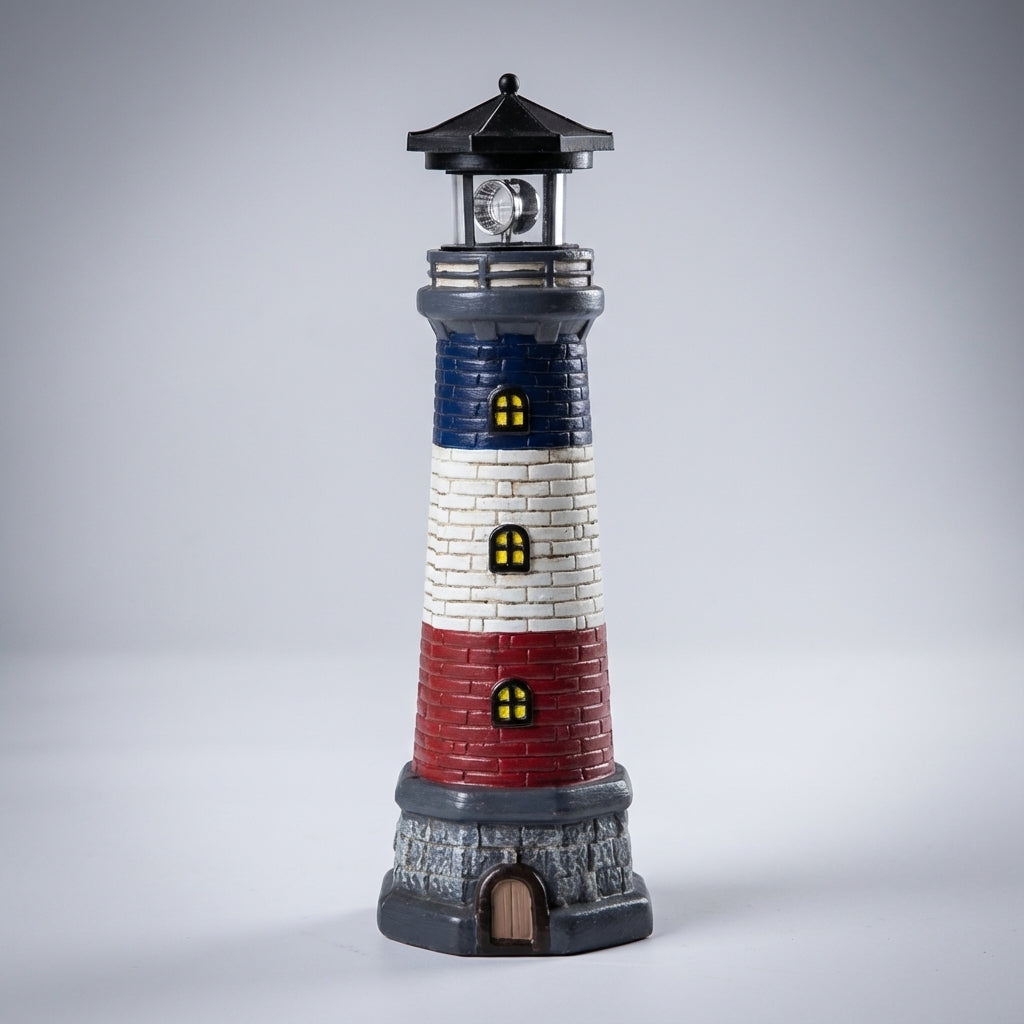 Garden Lamp Plastic 37.0 cm Rotating LED Solar Outdoor Pathway Lighthouse Decoration Patio Border Light | Thomler