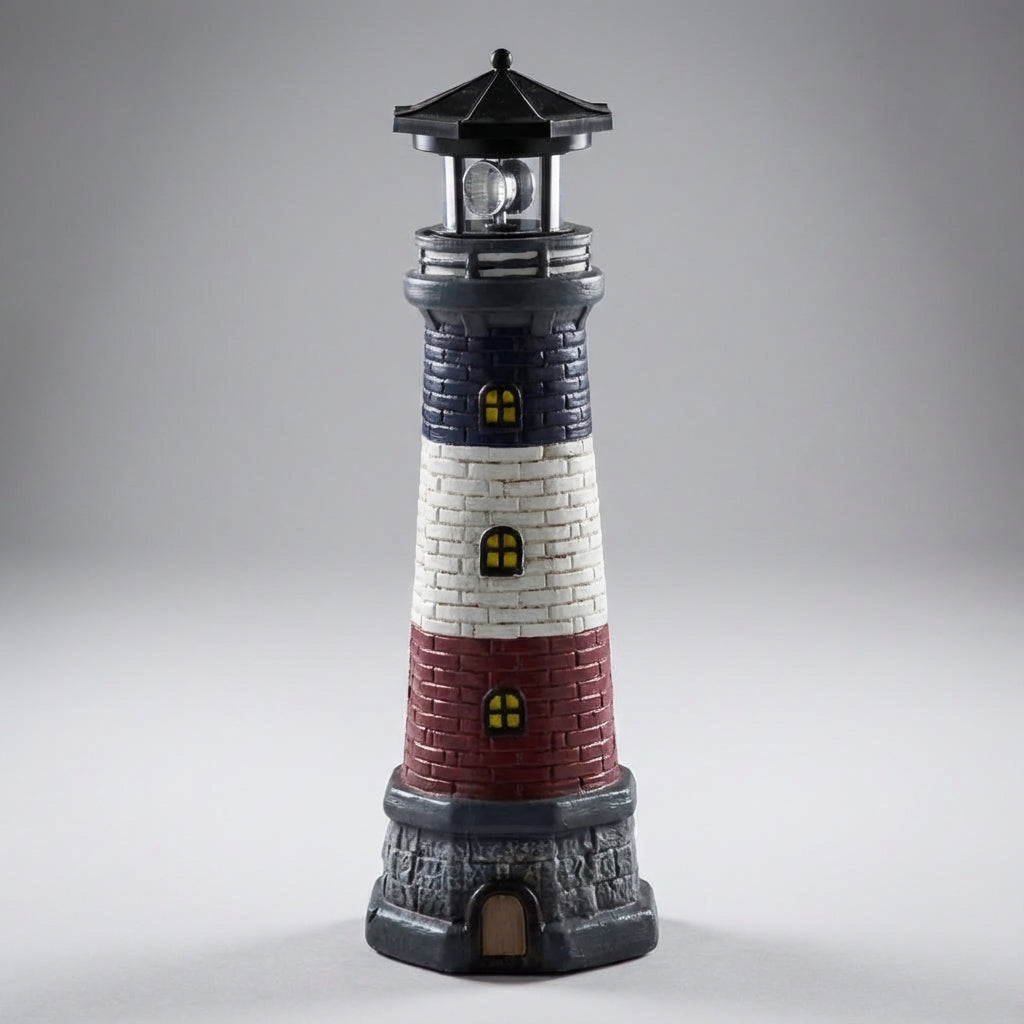Garden Lamp Plastic 37.0 cm Rotating LED Solar Outdoor Pathway Lighthouse Decoration Patio Border Light | Thomler