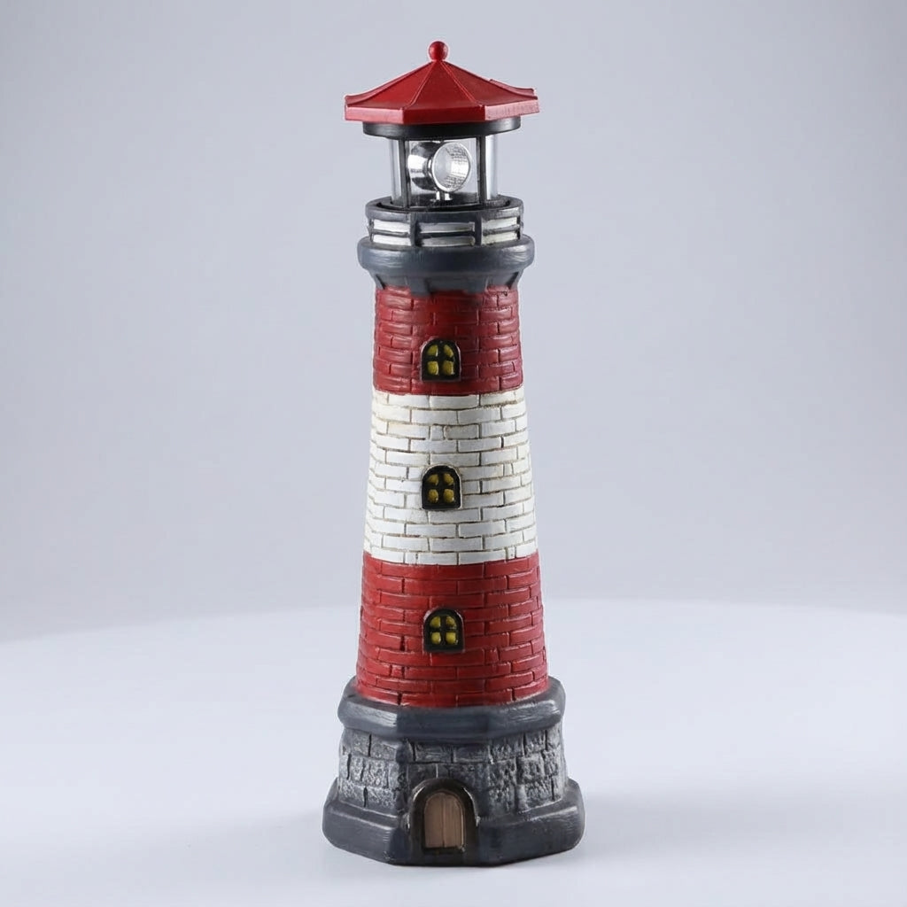Garden Lamp Plastic 37.0 cm Rotating LED Solar Outdoor Pathway Lighthouse Decoration Patio Border Light | Thomler