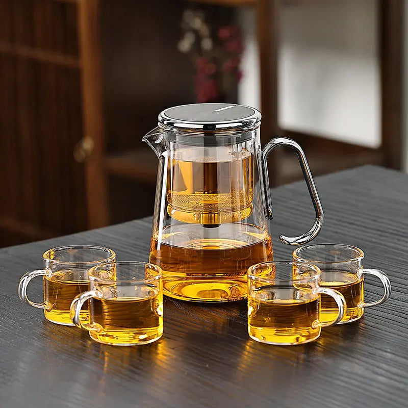 Glass Teapot Borosilicate 700 ml (24.6 fl oz) Magnetic Filter Loose Leaf Tea Brewing Infuser Kitchen Server | Thomler
