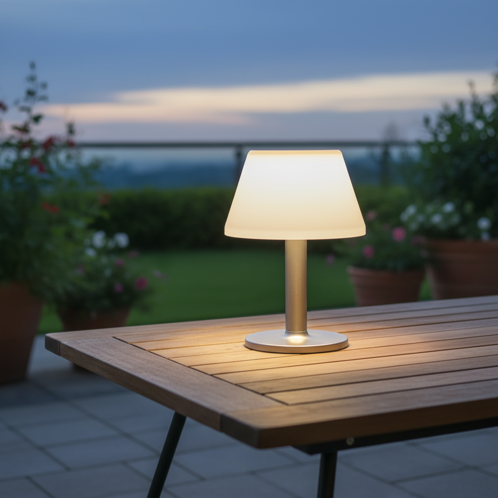 Table Lamp Solar Powered Wireless Warm White Outdoor Patio Balcony Garden Ambient Lighting Weatherproof | Thomler