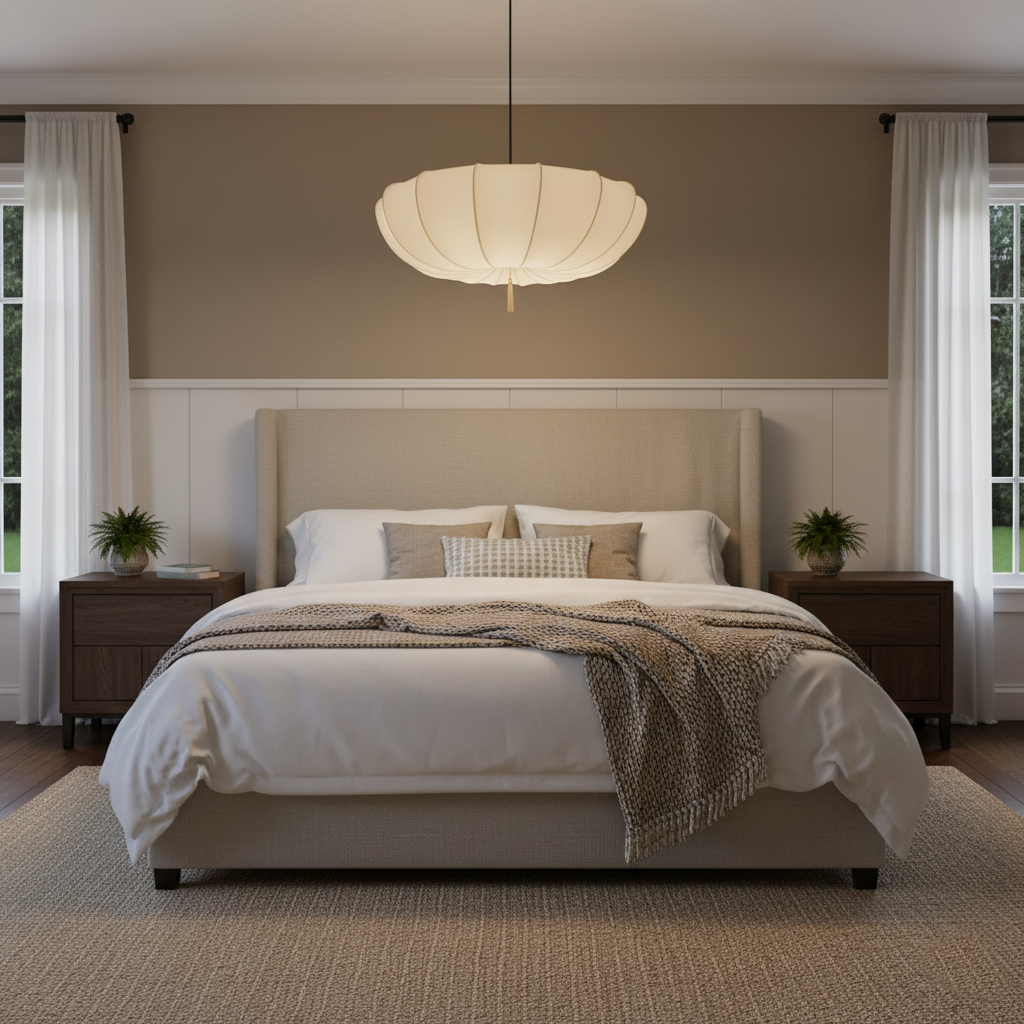 Pendant Light Fabric 15.7 in 6.3 in White Living Room Bedroom Dining Area Hanging Ceiling Lamp | Thomler