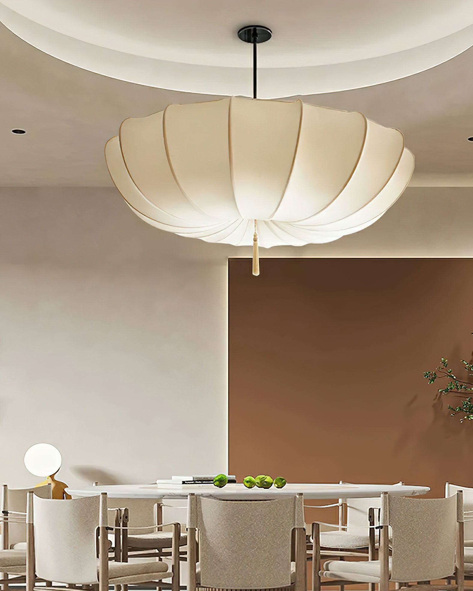 Pendant Light Fabric 15.7 in 6.3 in White Living Room Bedroom Dining Area Hanging Ceiling Lamp | Thomler