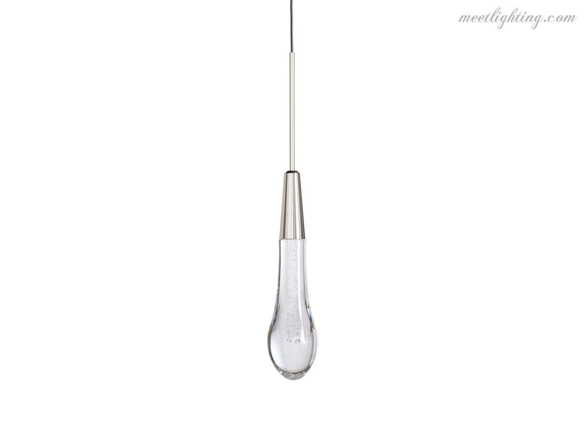 Seeded Glass Teardrop Pendant Light Dimmable LED for Kitchen Island Dining Room Entryway Adjustable Cord Vaulted Ceiling Compatible | Thomler
