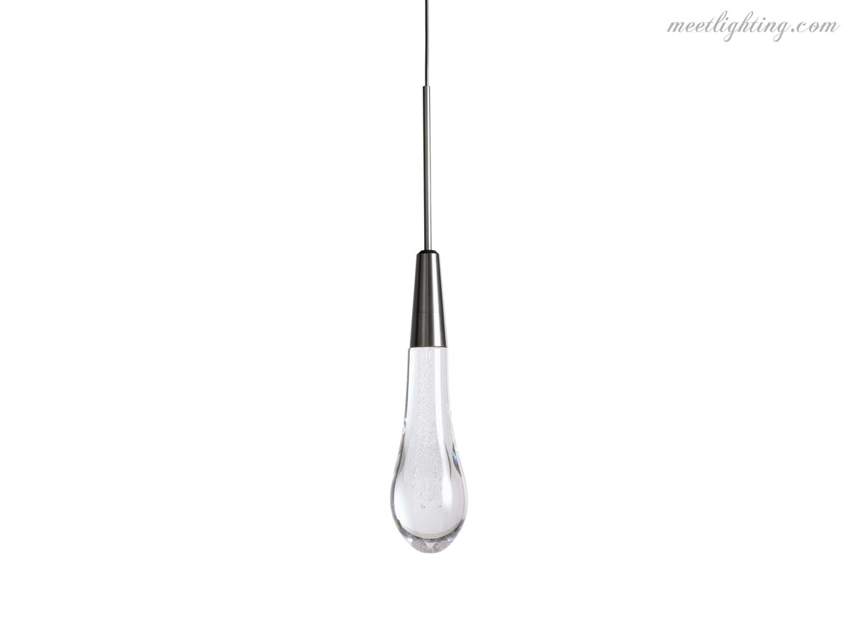 Seeded Glass Teardrop Pendant Light Dimmable LED for Kitchen Island Dining Room Entryway Adjustable Cord Vaulted Ceiling Compatible | Thomler