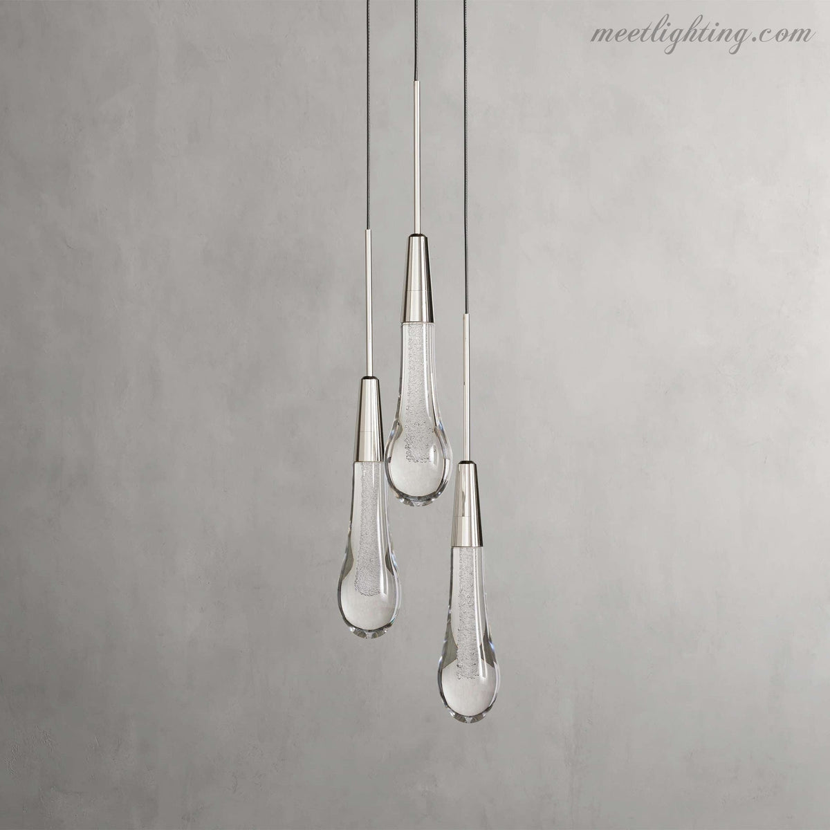 Seeded Glass Teardrop Pendant Light Dimmable LED for Kitchen Island Dining Room Entryway Adjustable Cord Vaulted Ceiling Compatible | Thomler
