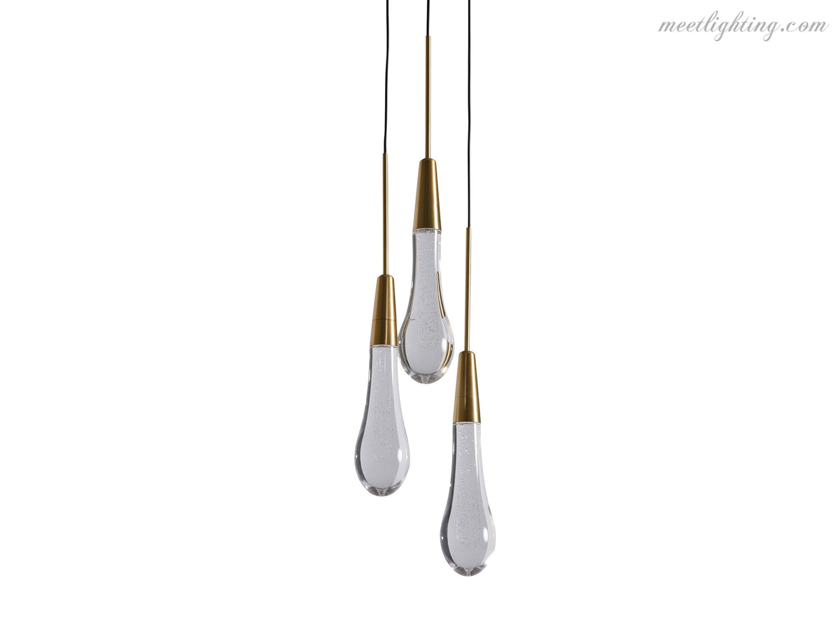 Seeded Glass Teardrop Pendant Light Dimmable LED for Kitchen Island Dining Room Entryway Adjustable Cord Vaulted Ceiling Compatible | Thomler