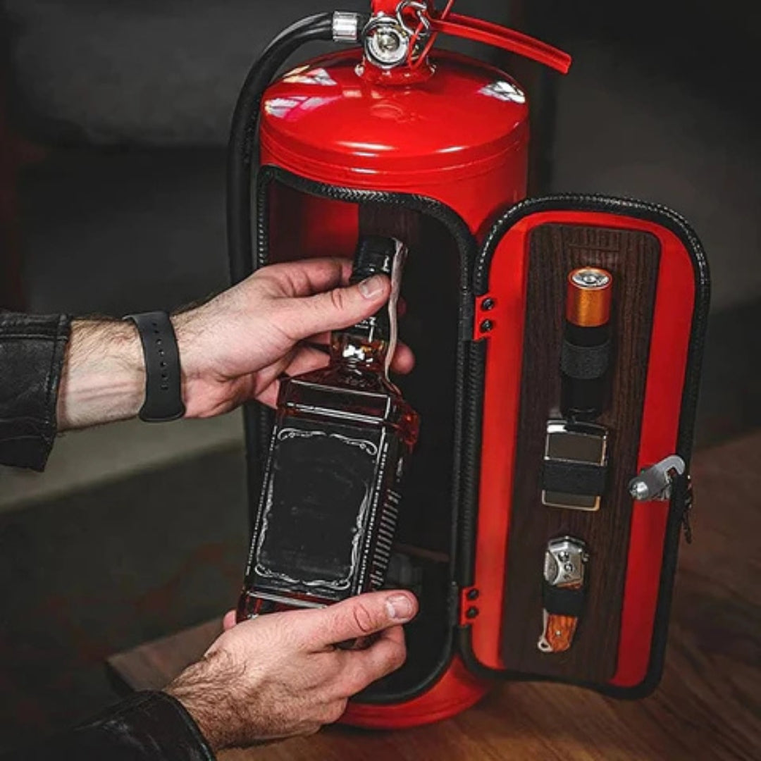 Fire Extinguisher Mini Bar Cabinet – Industrial Metal Drink Station for Man Cave & Living Room | Thomler