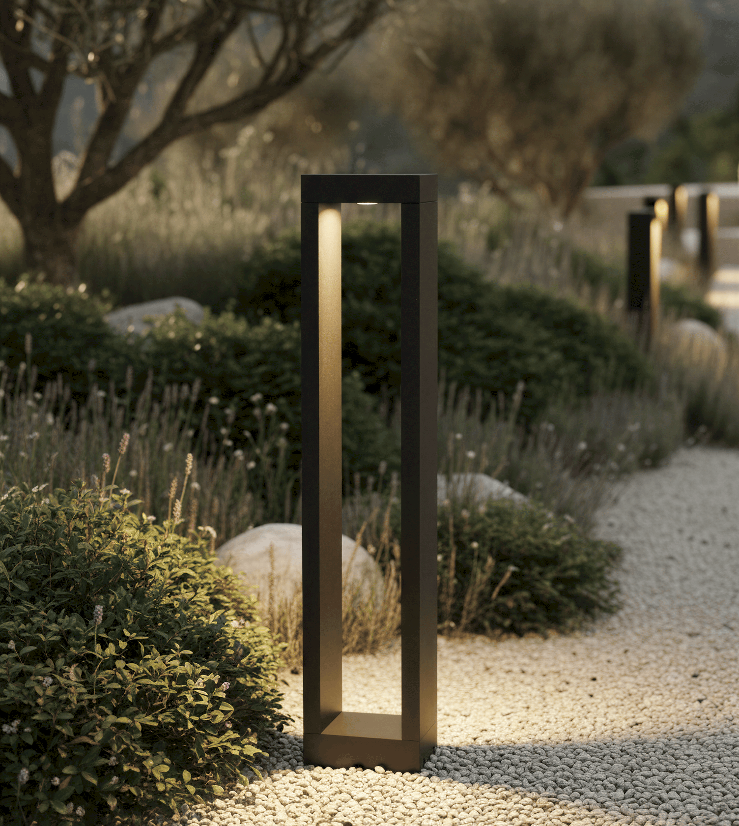 Outdoor Post Light Aluminium 60.0 cm Black Garden Path Driveway LED Bollard Lamp Double Sided IP65 | Thomler