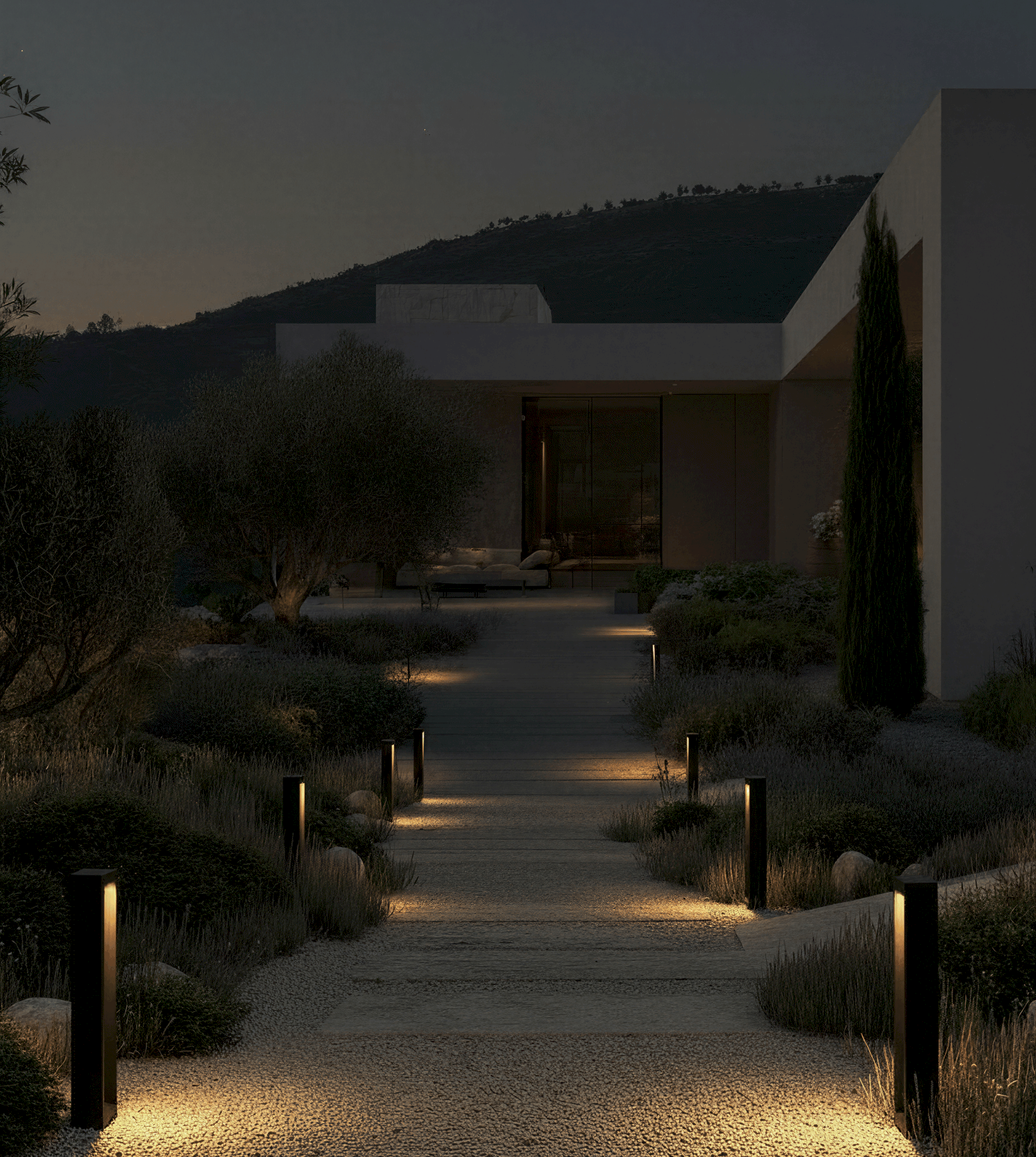 Outdoor Post Light Aluminium 60.0 cm Black Garden Path Driveway LED Bollard Lamp Double Sided IP65 | Thomler