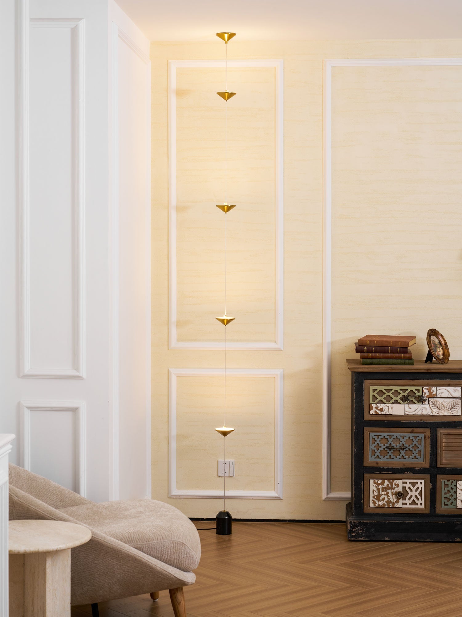 Minimalist Pull Cable Floor Lamp 137.8 in LED Marble Base Indoor Ambient Lighting | Thomler