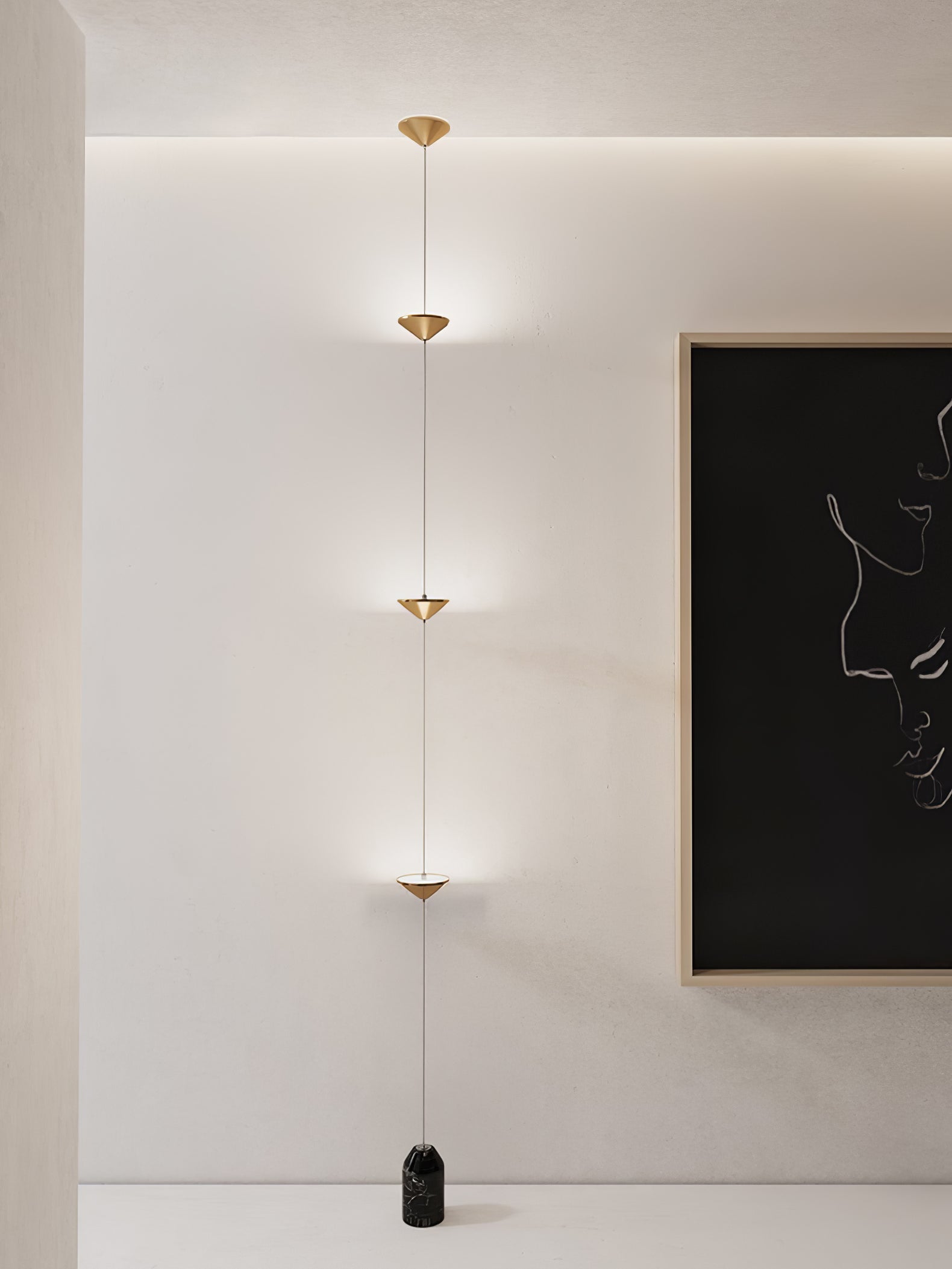 Minimalist Pull Cable Floor Lamp 137.8 in LED Marble Base Indoor Ambient Lighting | Thomler
