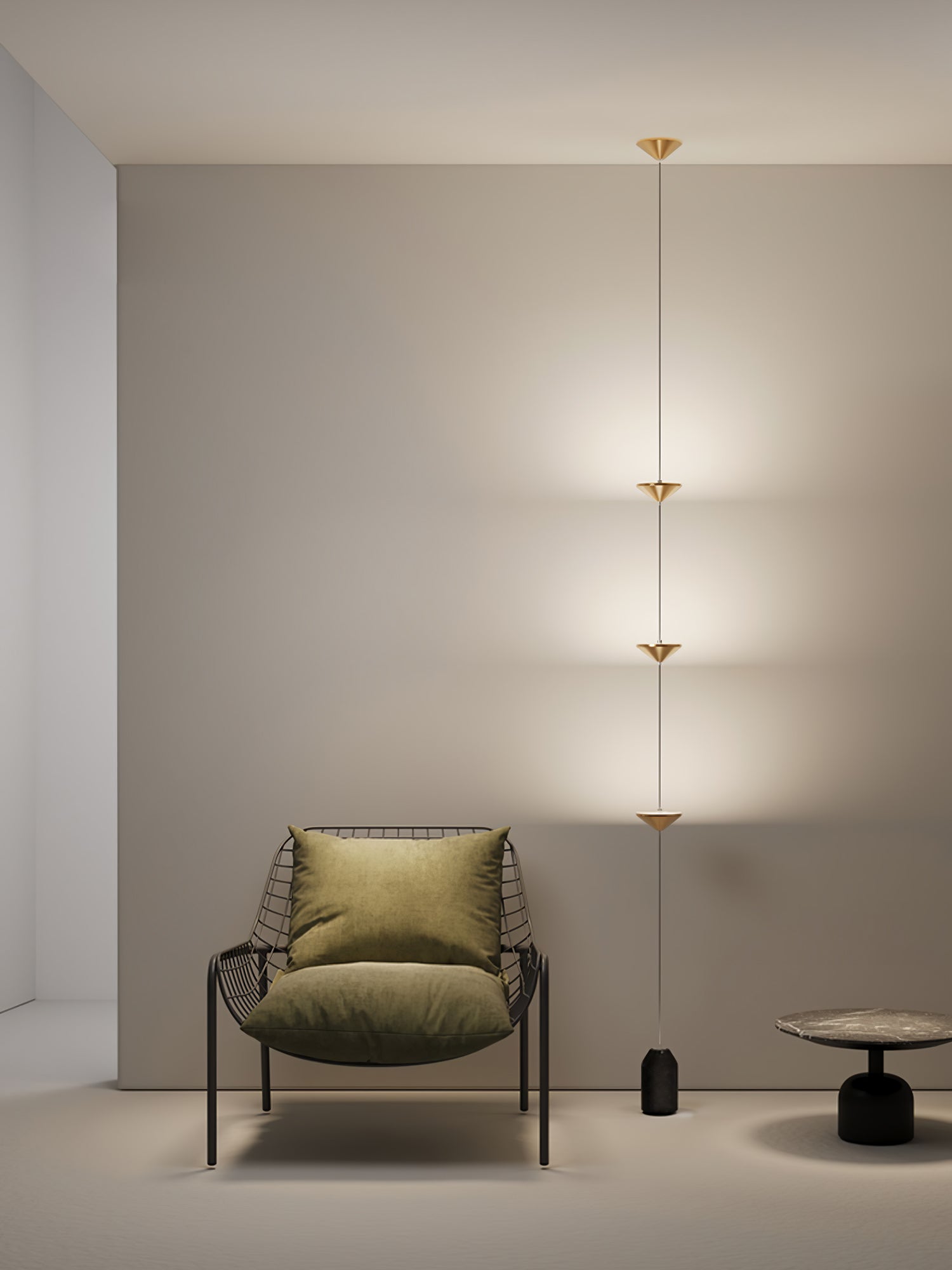 Minimalist Pull Cable Floor Lamp 137.8 in LED Marble Base Indoor Ambient Lighting | Thomler