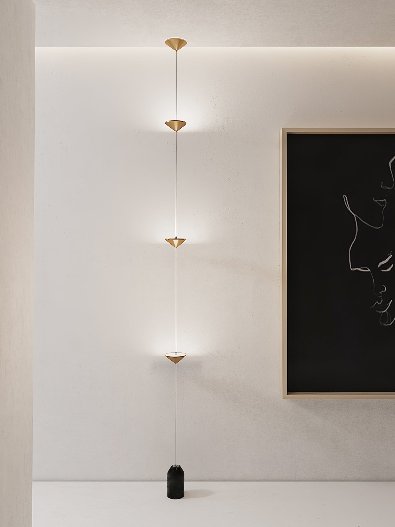 Minimalist Pull Cable Floor Lamp 137.8 in LED Marble Base Indoor Ambient Lighting | Thomler
