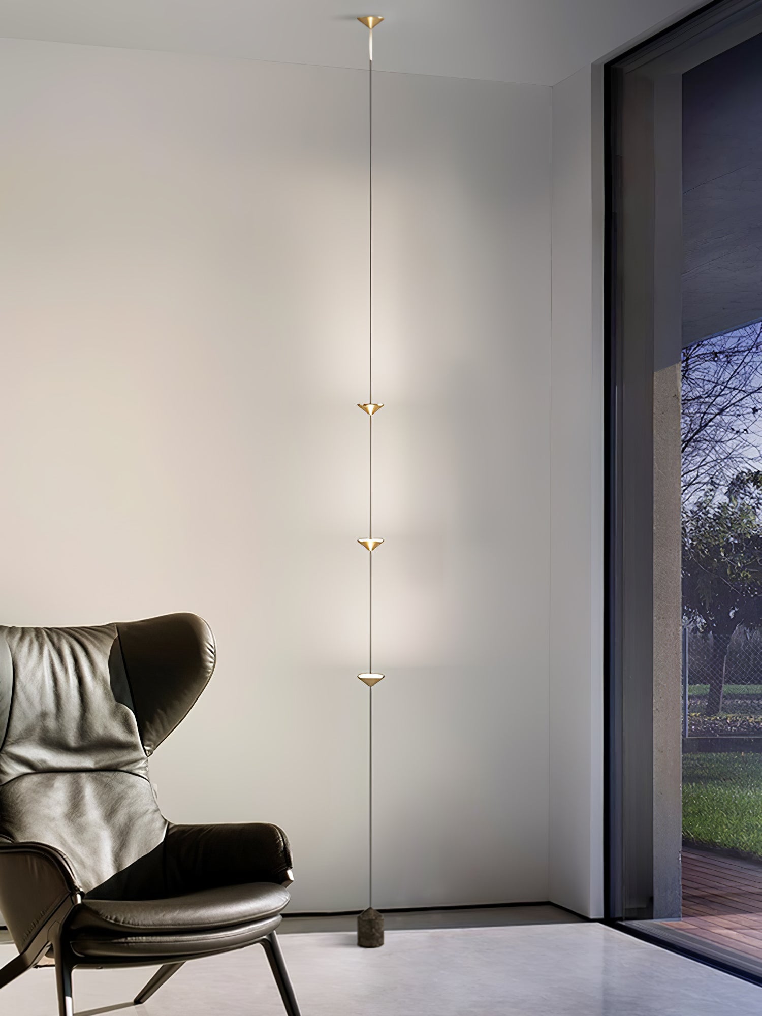 Minimalist Pull Cable Floor Lamp 137.8 in LED Marble Base Indoor Ambient Lighting | Thomler