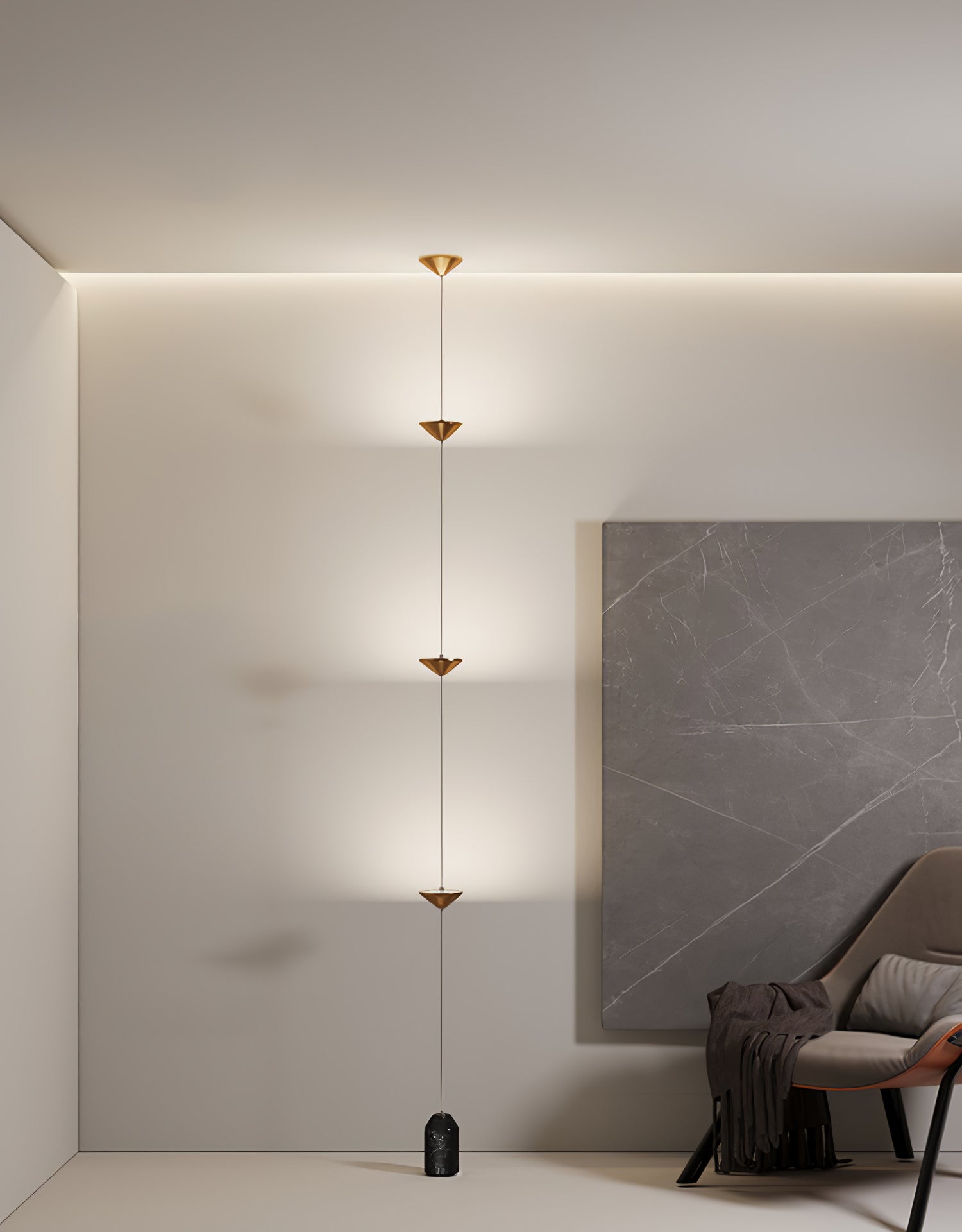 Minimalist Pull Cable Floor Lamp 137.8 in LED Marble Base Indoor Ambient Lighting | Thomler
