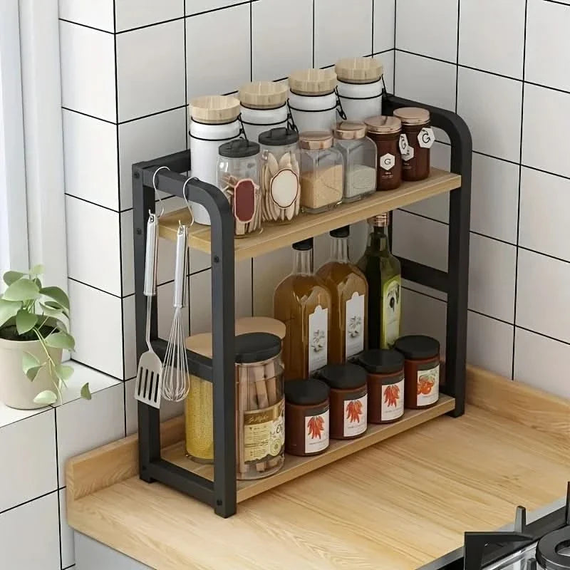 Metal Two-Shelf Counter Organizer for Coffee Bar Essentials and Daily Kitchen Items | Thomler
