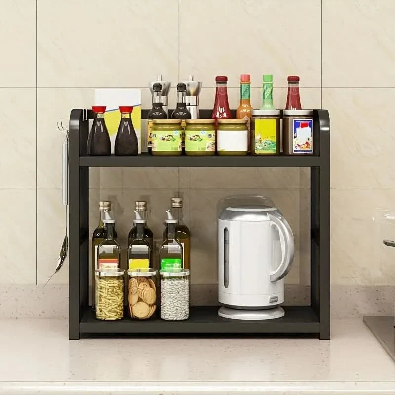Metal Two-Shelf Counter Organizer for Coffee Bar Essentials and Daily Kitchen Items | Thomler