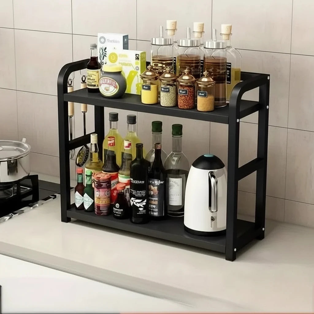Metal Two-Shelf Counter Organizer for Coffee Bar Essentials and Daily Kitchen Items | Thomler