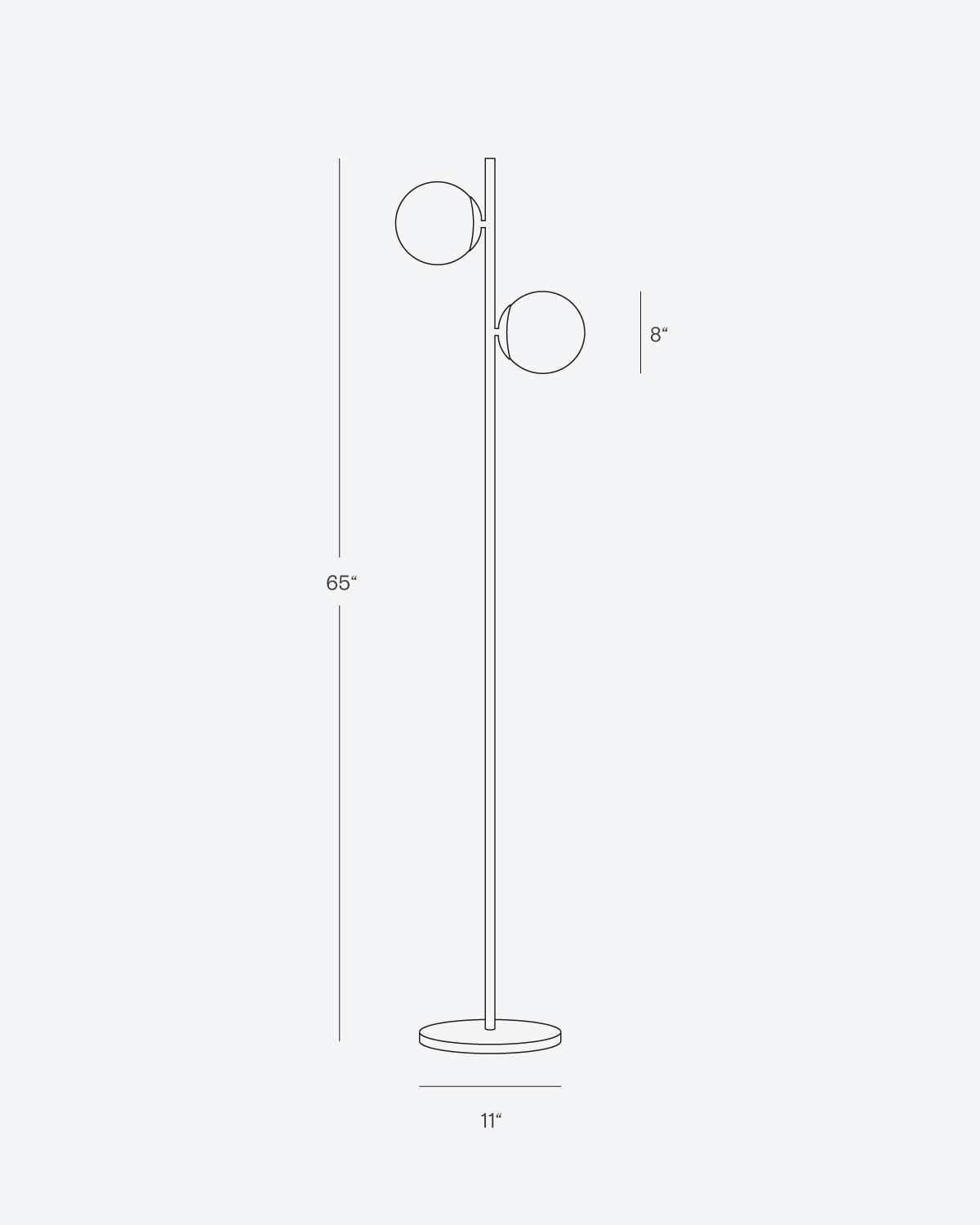 Vloerlamp Met 2 Glazen Bollen LED 165cm Modern Zwart | Sansoti