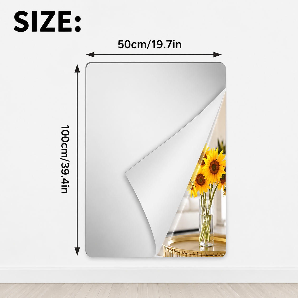 Shatter-Proof Mirror Film Self-Adhesive Reflective Sheet for Walls Doors Furniture Safety 20x39 inches Trim-to-Fit PET Plastic Home Decor Ki | Thomler