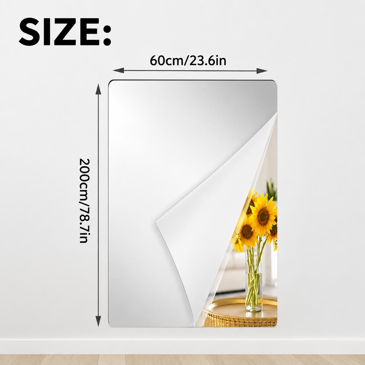 Shatter-Proof Mirror Film Self-Adhesive Reflective Sheet for Walls Doors Furniture Safety 20x39 inches Trim-to-Fit PET Plastic Home Decor Ki | Thomler