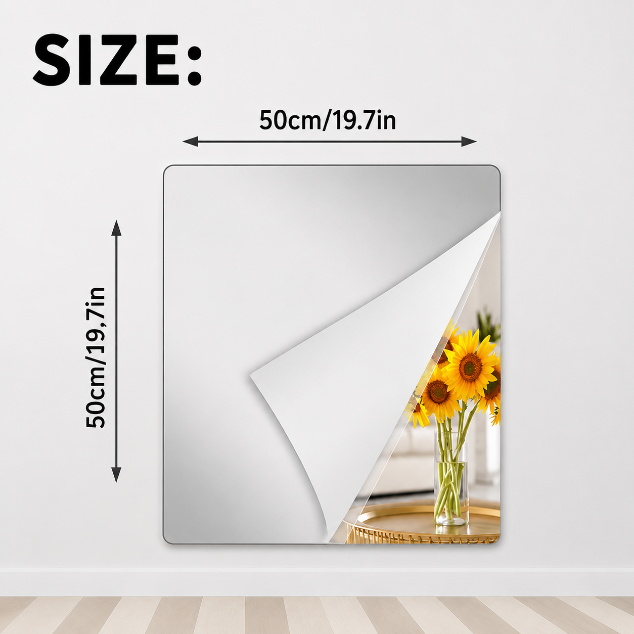 Shatter-Proof Mirror Film Self-Adhesive Reflective Sheet for Walls Doors Furniture Safety 20x39 inches Trim-to-Fit PET Plastic Home Decor Ki | Thomler