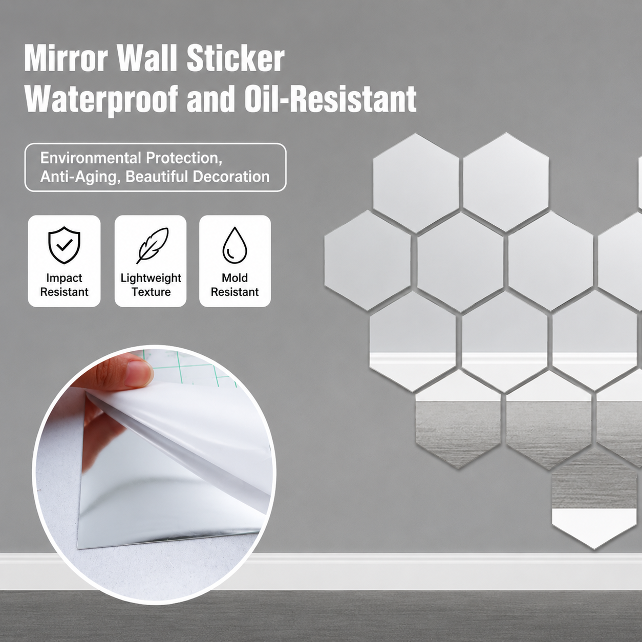 Shatter-Proof Mirror Film Self-Adhesive Reflective Sheet for Walls Doors Furniture Safety 20x39 inches Trim-to-Fit PET Plastic Home Decor Ki | Thomler
