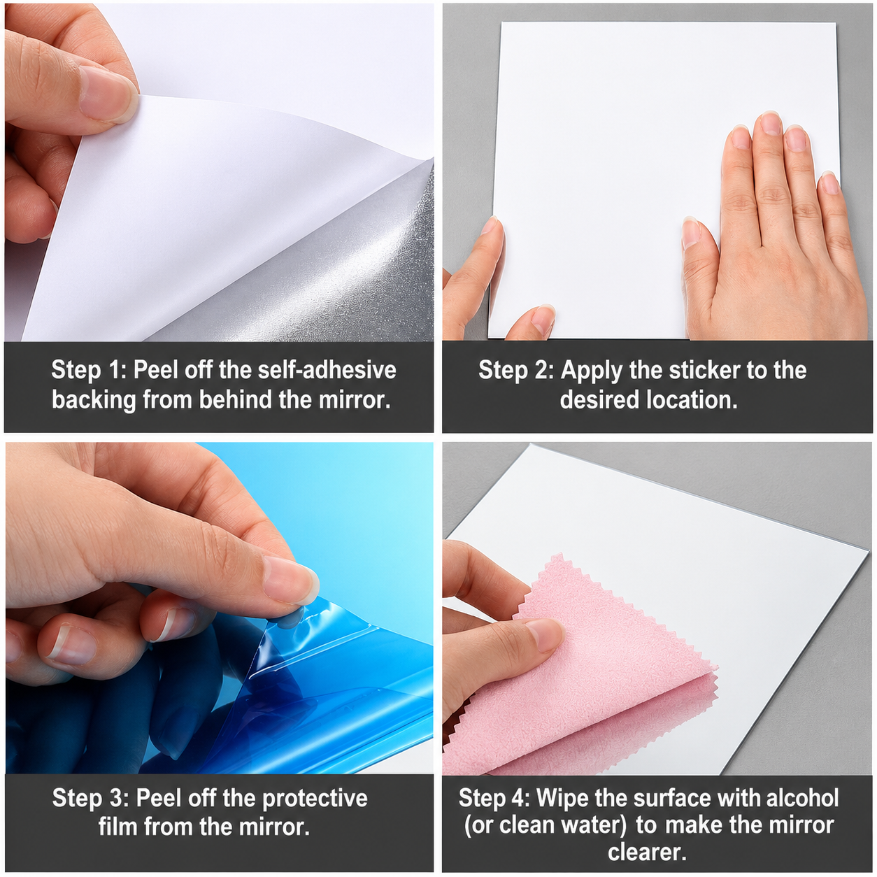 Shatter-Proof Mirror Film Self-Adhesive Reflective Sheet for Walls Doors Furniture Safety 20x39 inches Trim-to-Fit PET Plastic Home Decor Ki | Thomler