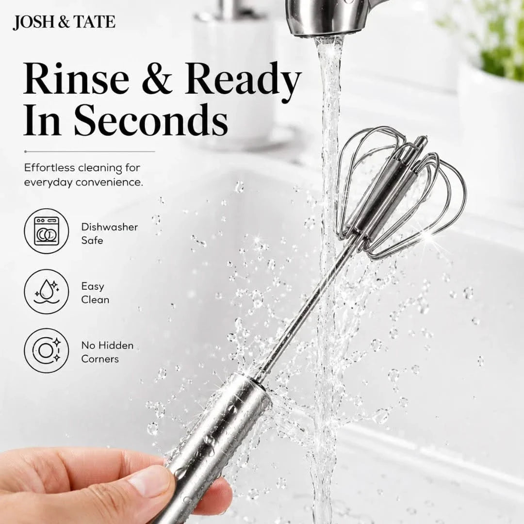 Press-Action Rotating Whisk for Eggs, Cream & Batters – Manual Self-Spin Kitchen Tool | Thomler
