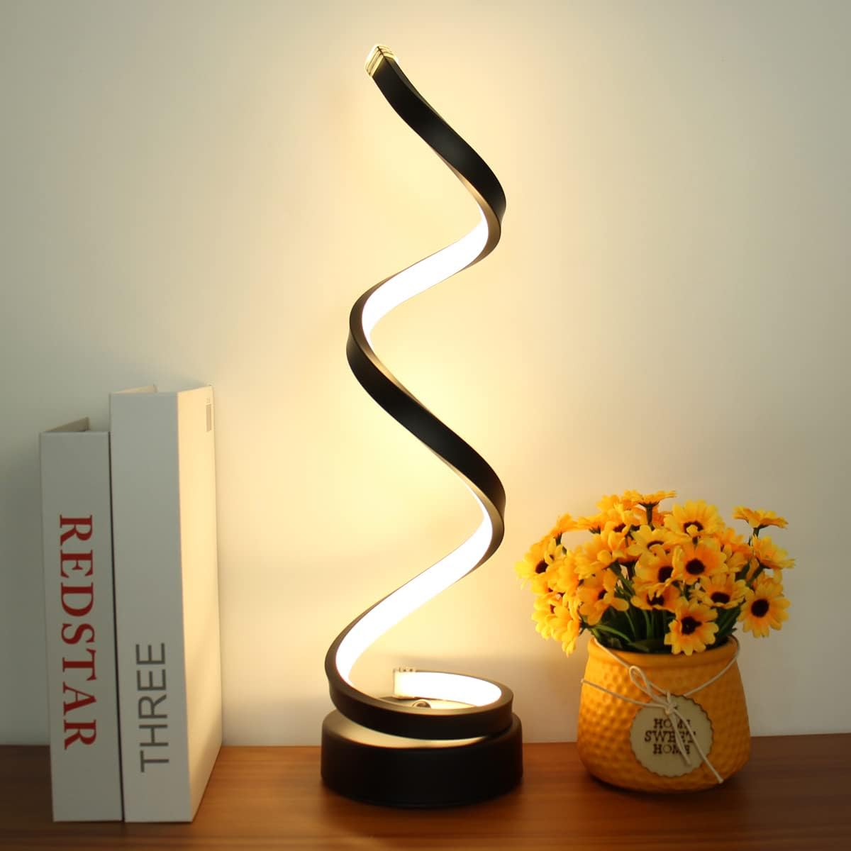 Curved Metal Desk Lamp with Dimmable LED Light and 3 Color Modes for Bedroom Office and Living Room | Thomler