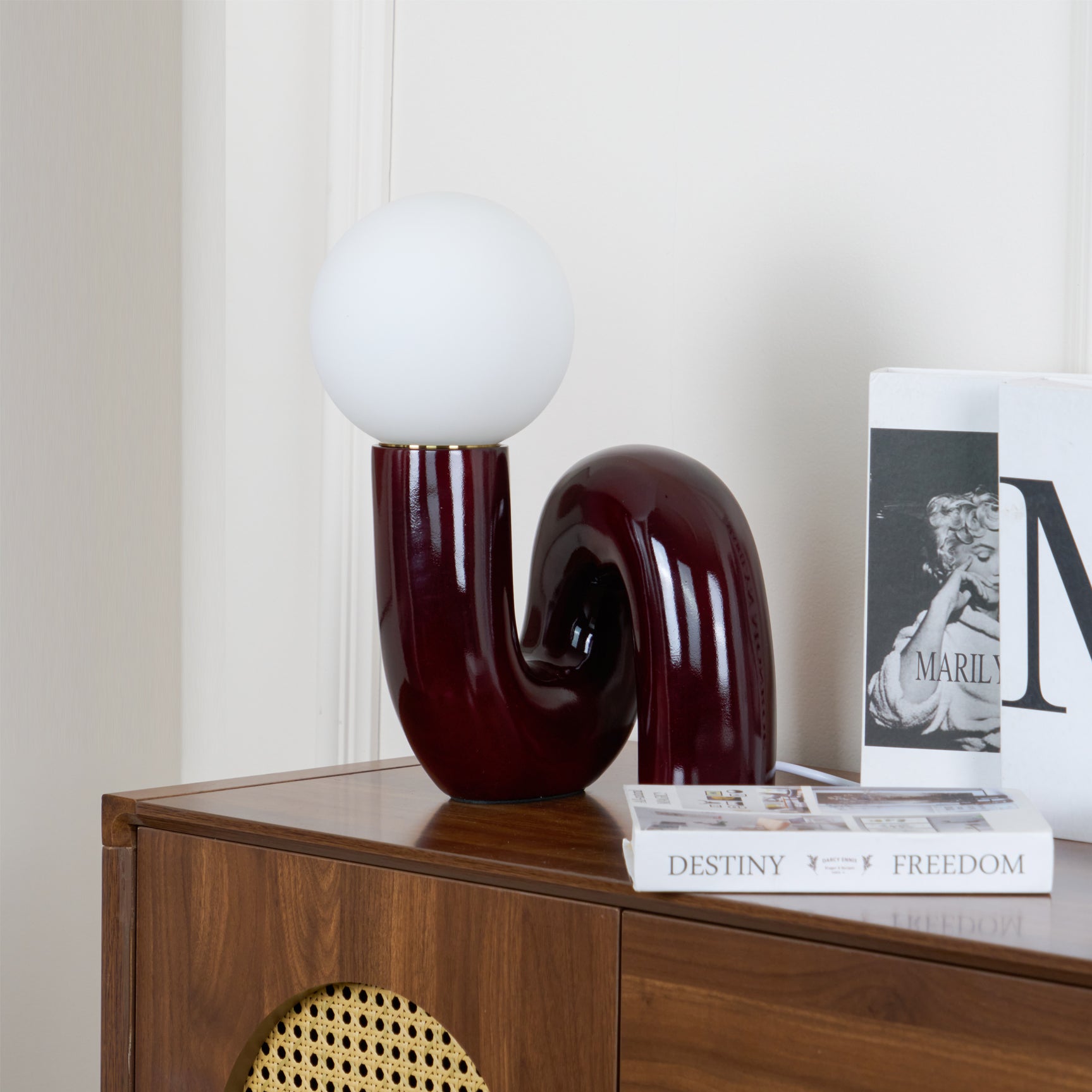 Table Lamp Glass Spiral 10.2 in Indoor Pink Blue White Dark Red Decorative LED Accent Light | Thomler