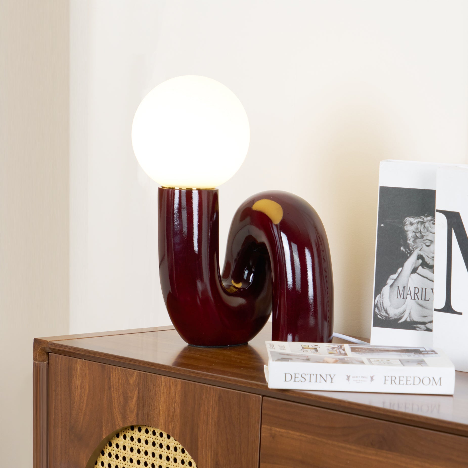 Table Lamp Glass Spiral 10.2 in Indoor Pink Blue White Dark Red Decorative LED Accent Light | Thomler