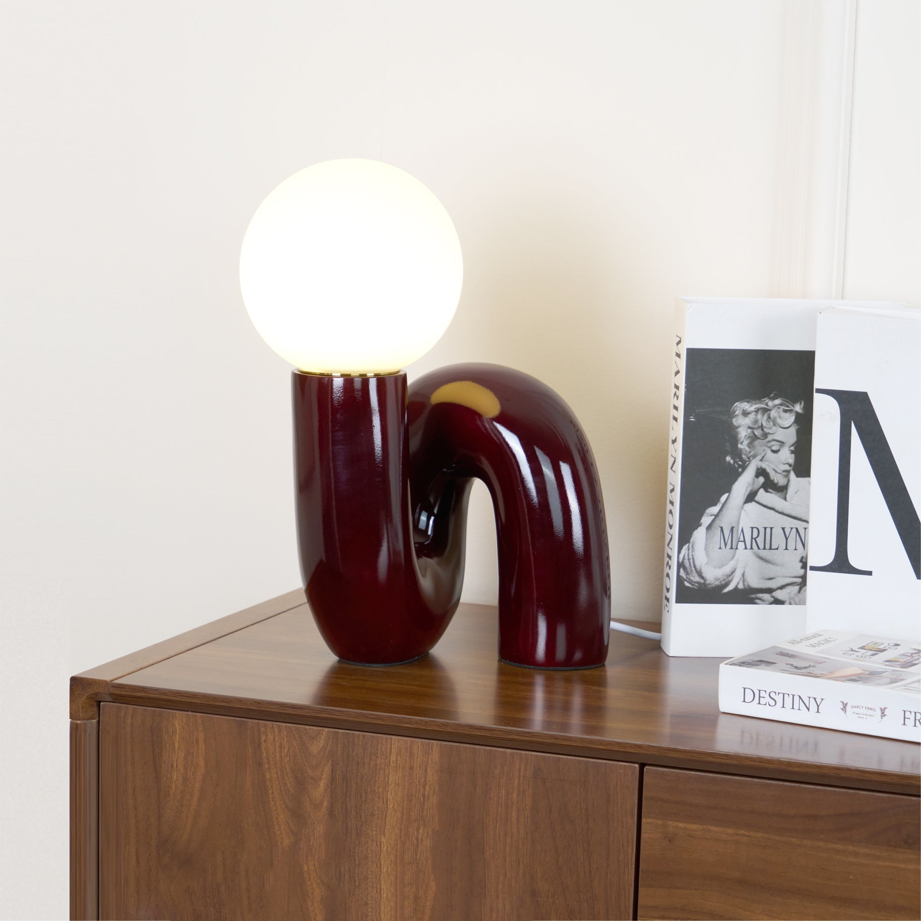 Table Lamp Glass Spiral 10.2 in Indoor Pink Blue White Dark Red Decorative LED Accent Light | Thomler