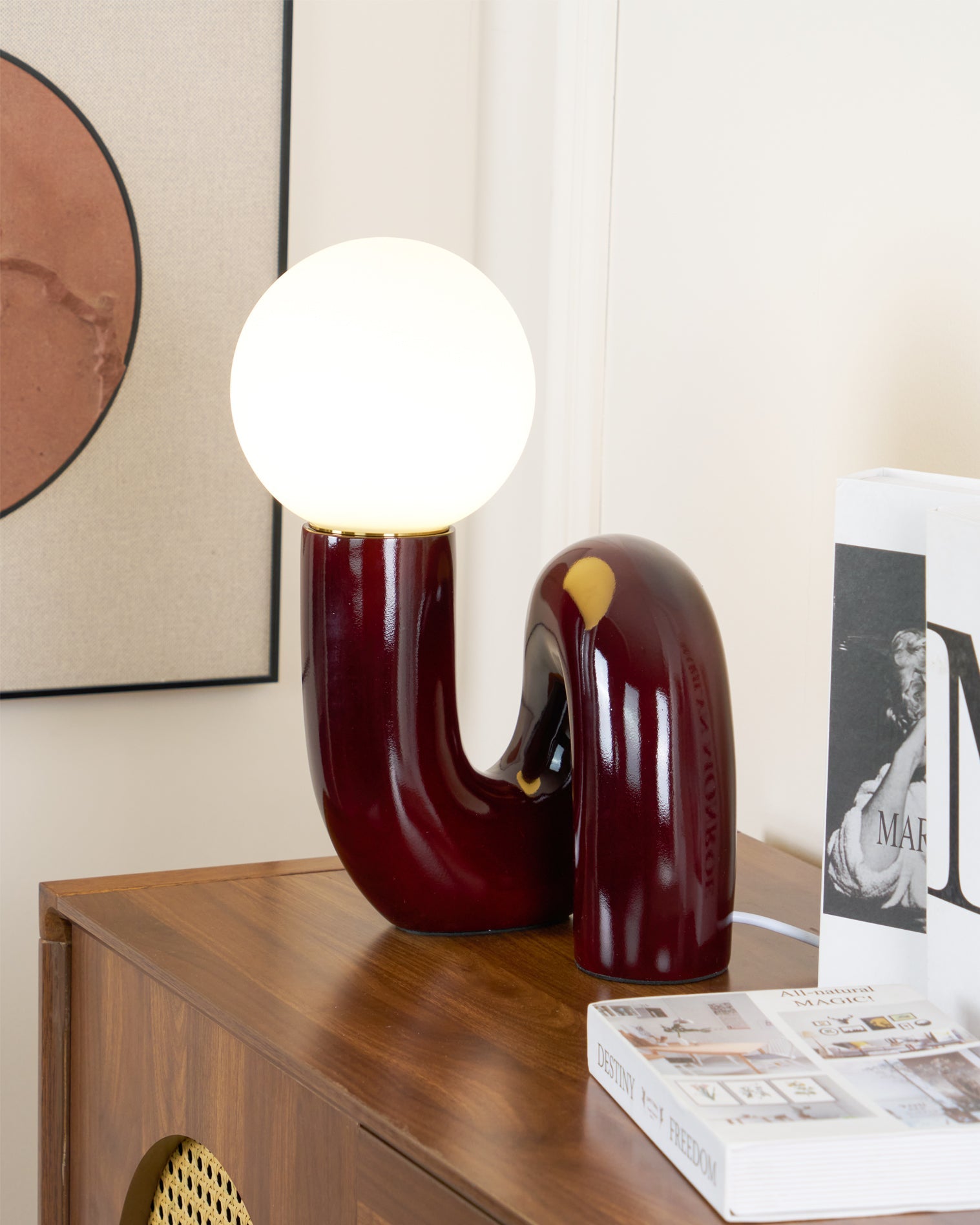 Table Lamp Glass Spiral 10.2 in Indoor Pink Blue White Dark Red Decorative LED Accent Light | Thomler