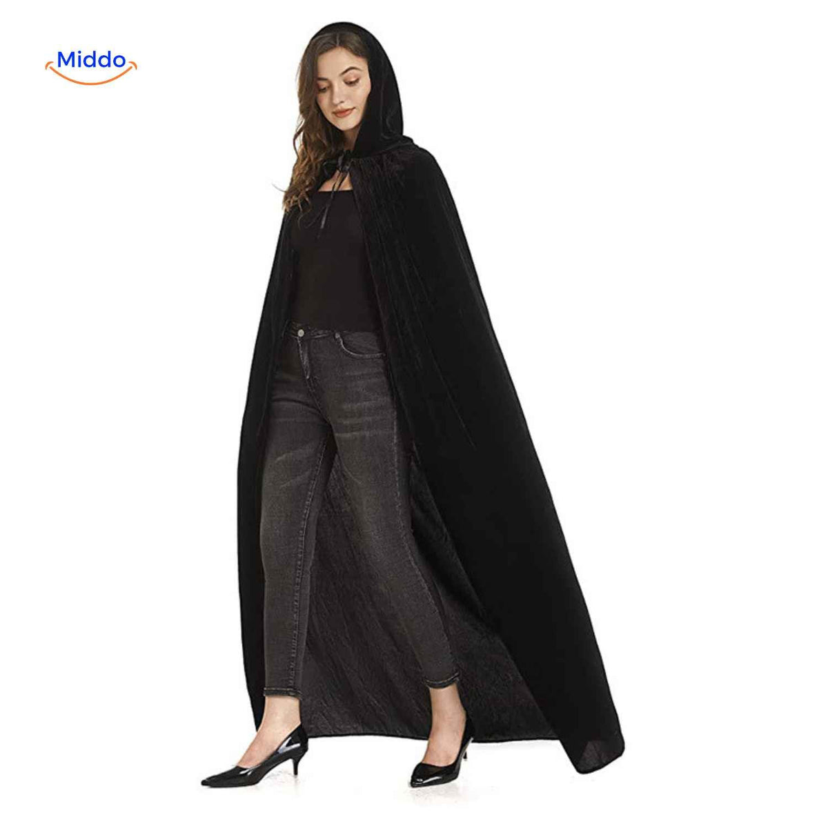 Velvet Hooded Cloak – Full-Length Costume Cape for Theater, Cosplay & Dress-Up Parties | Thomler