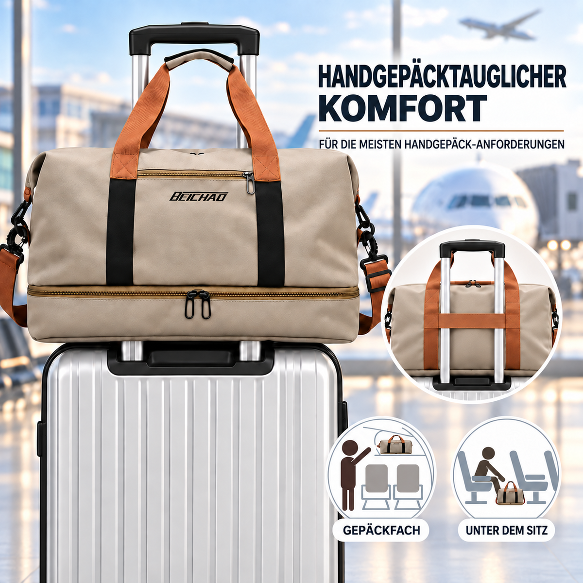 Weekend Duffel Bag with Shoe Compartment & Wet-Dry Separation for Gym Travel | Thomler