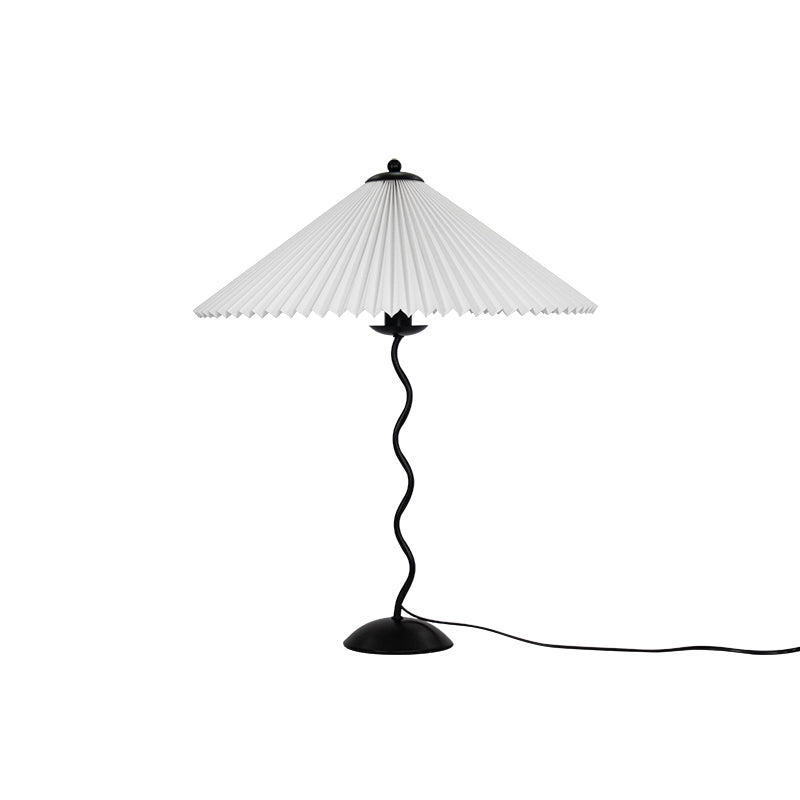 Metal Table Lamp 16.9 in Pleated Fabric Shade Curved Base Bedroom Living Room Nordic Minimalist Desk Lighting | Thomler