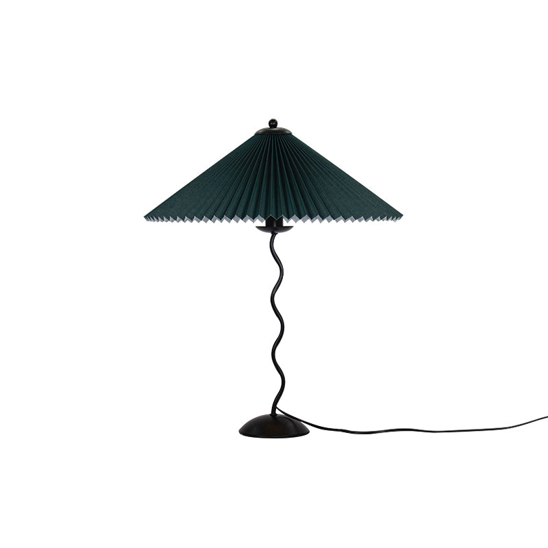 Metal Table Lamp 16.9 in Pleated Fabric Shade Curved Base Bedroom Living Room Nordic Minimalist Desk Lighting | Thomler