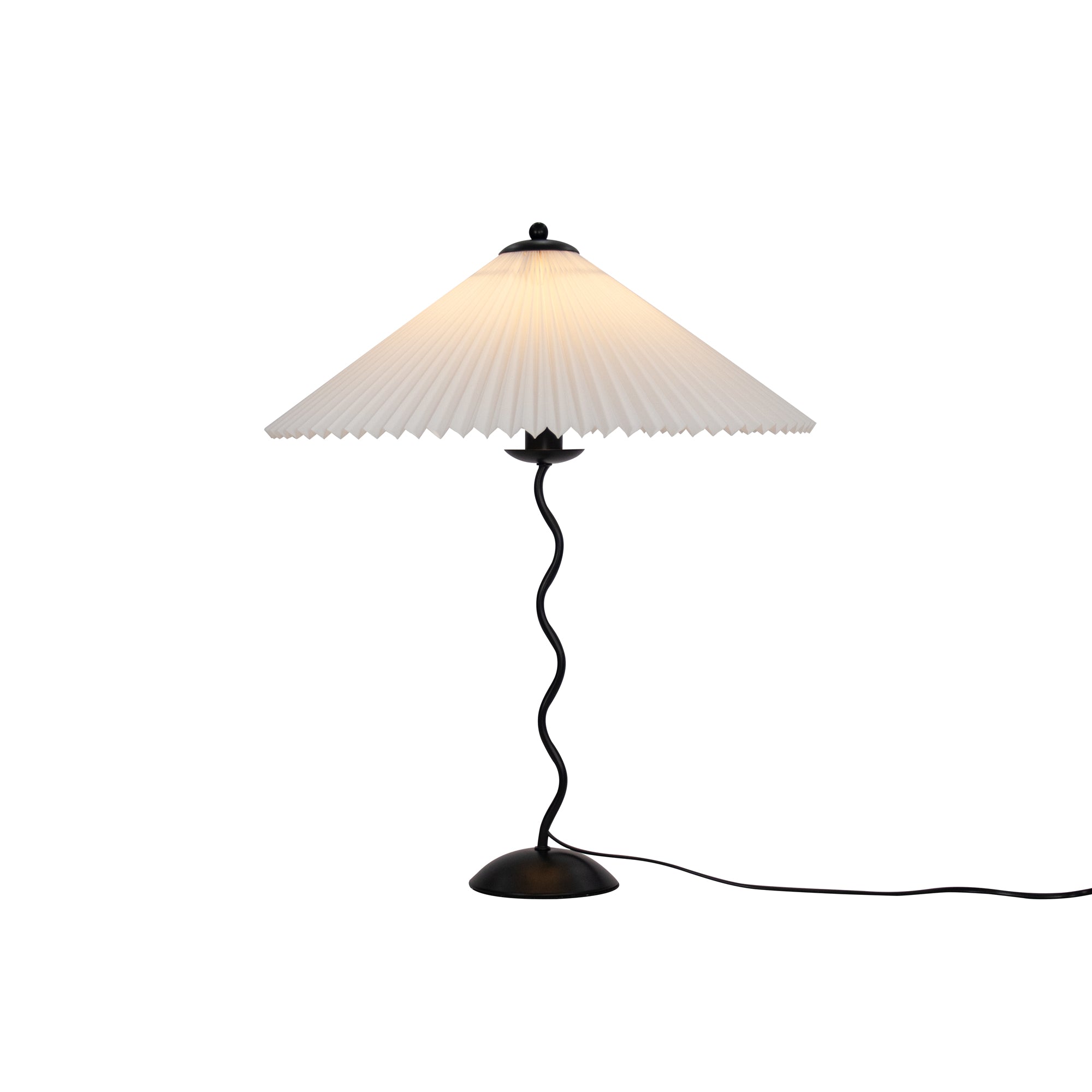 Metal Table Lamp 16.9 in Pleated Fabric Shade Curved Base Bedroom Living Room Nordic Minimalist Desk Lighting | Thomler