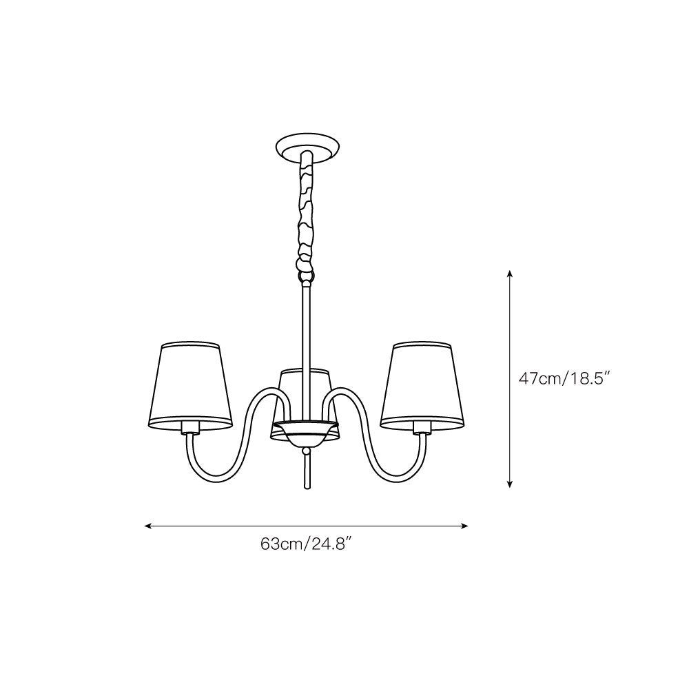 Classic Brass & Fabric Multi-Arm Hanging Fixture for Dining Room, Foyer & Living Space | Thomler