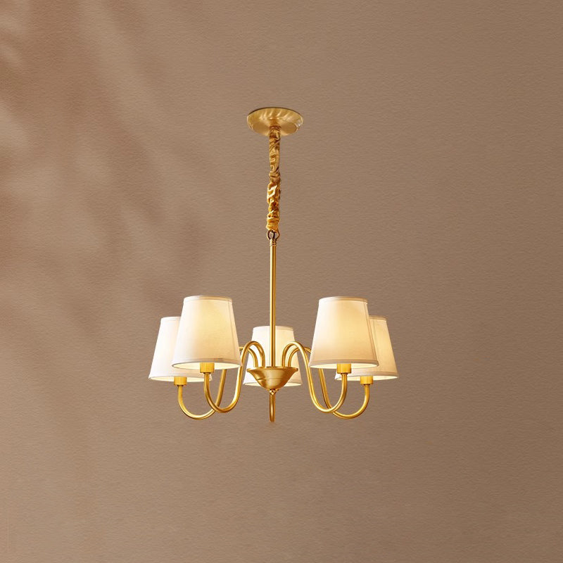Classic Brass & Fabric Multi-Arm Hanging Fixture for Dining Room, Foyer & Living Space | Thomler