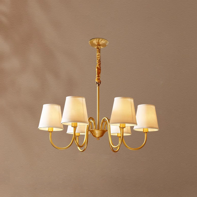 Classic Brass & Fabric Multi-Arm Hanging Fixture for Dining Room, Foyer & Living Space | Thomler