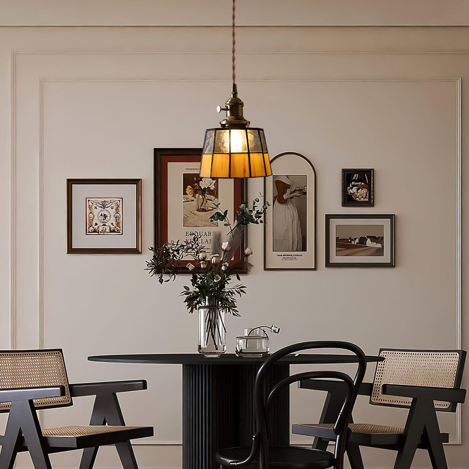 Pendant Light Stained Glass 5.9 in (15.0 cm) Diameter Kitchen Island Hanging Lamp | Thomler