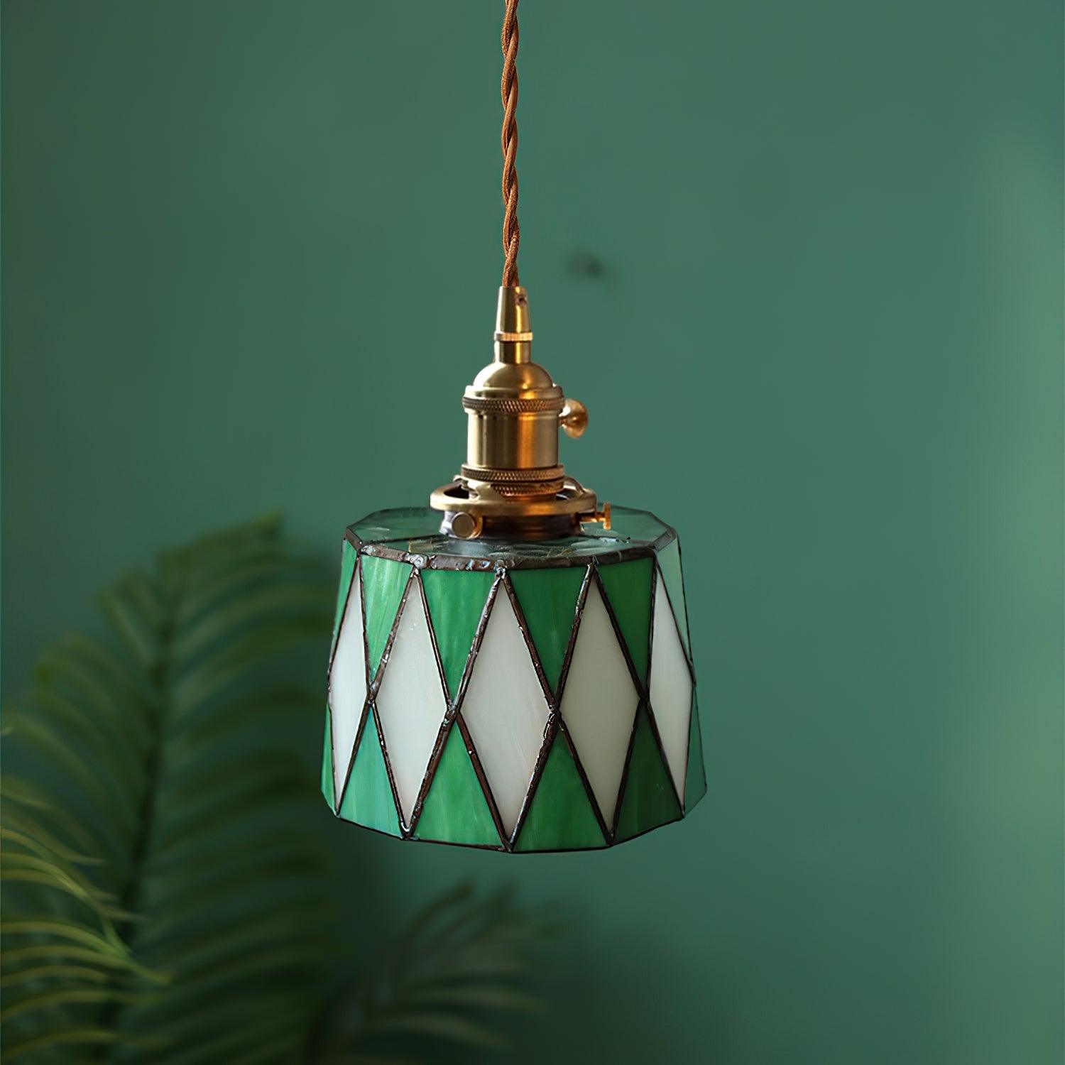 Pendant Light Stained Glass 5.9 in (15.0 cm) Diameter Kitchen Island Hanging Lamp | Thomler