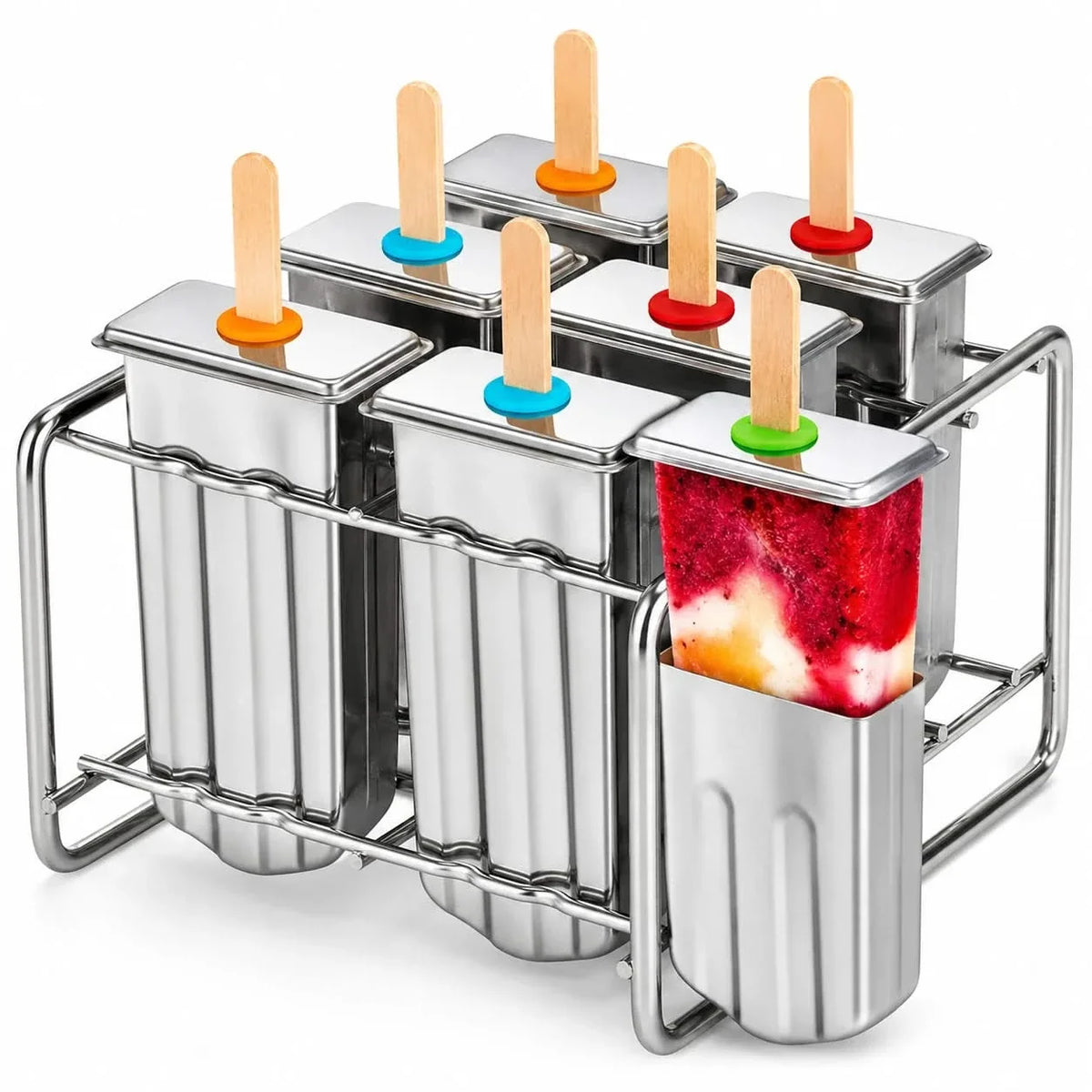 Reusable Metal Ice Pop Maker with Stand – Food-Grade Freezer Mold Kit for Kids & Adults | Thomler