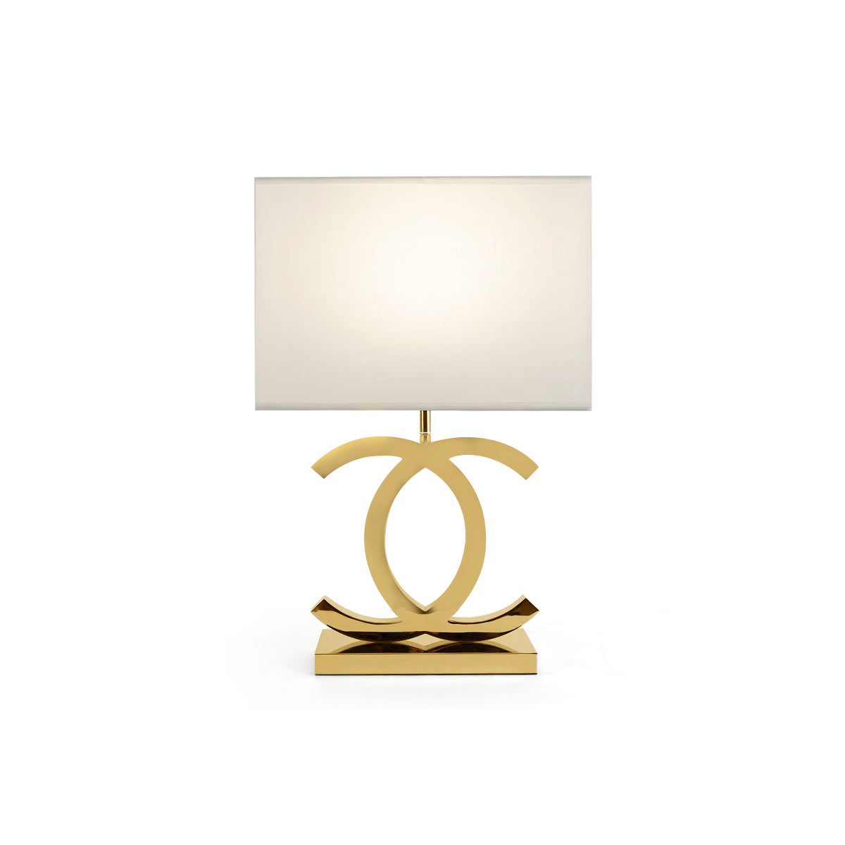 Table Lamp Stainless Steel 14.3 in White Fabric Shade 24.4 in Height Bedroom Living Room Decor | Thomler