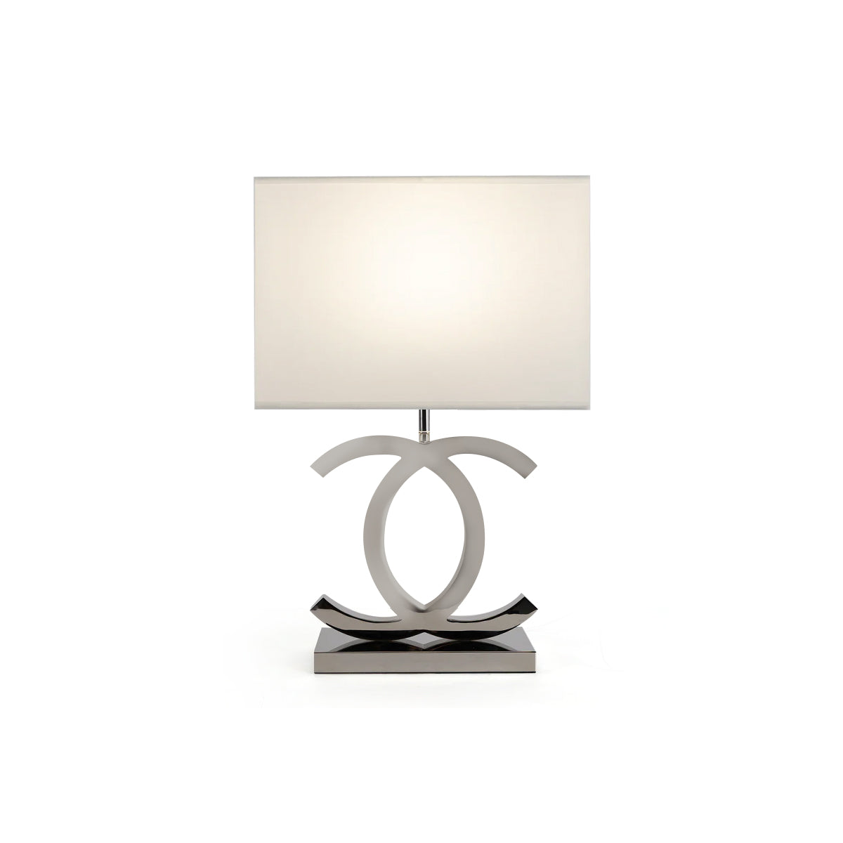 Table Lamp Stainless Steel 14.3 in White Fabric Shade 24.4 in Height Bedroom Living Room Decor | Thomler